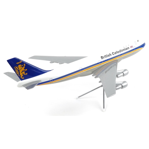 425 - Aviation interest 1:100 scale British Caledonian Boeing 747 by Space Models with stand and box, 70cm... 