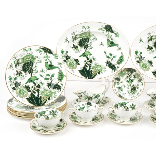 477 - Coalport Cathay dinnerware including dinner plates, meat plate and soup bowls, the largest 35cm wide