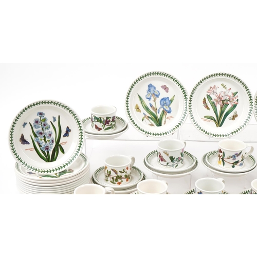 487 - Large collection of Portmeirion Botanic Garden plates, cups with saucers and ramekins, the largest 2... 