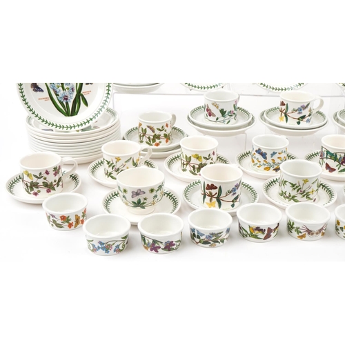 487 - Large collection of Portmeirion Botanic Garden plates, cups with saucers and ramekins, the largest 2... 