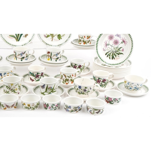 487 - Large collection of Portmeirion Botanic Garden plates, cups with saucers and ramekins, the largest 2... 