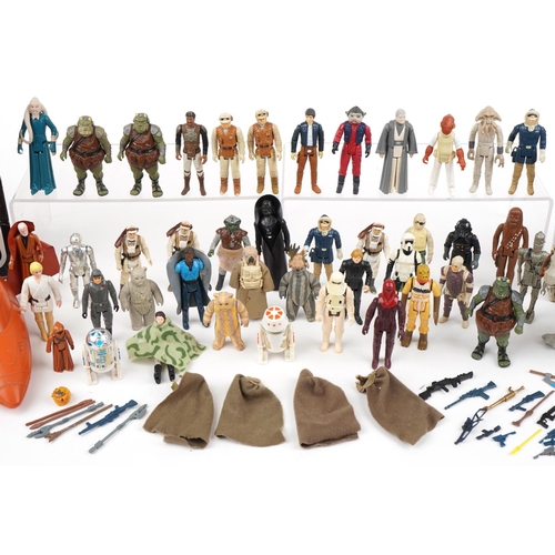 1432 - Collection of vintage and later Star Wars action figures with accessories and two vehicles with boxe... 