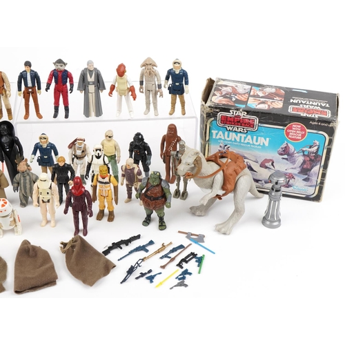 1432 - Collection of vintage and later Star Wars action figures with accessories and two vehicles with boxe... 