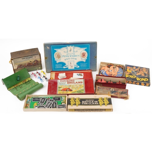 1456 - Collection of vintage games with boxes including Rollo Boko by Tan-Sad, Touring England, Escalado an... 