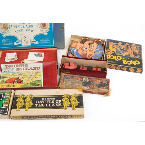 1456 - Collection of vintage games with boxes including Rollo Boko by Tan-Sad, Touring England, Escalado an... 