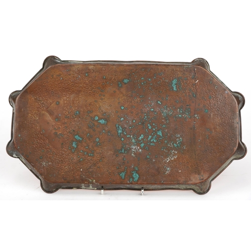 309 - Art Nouveau copper tray engraved with stylised motifs, 48cm wide