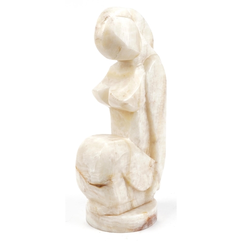 26 - Large Modernist carved onyx sculpture in the form of a stylised nude female, engraved initials E G J... 