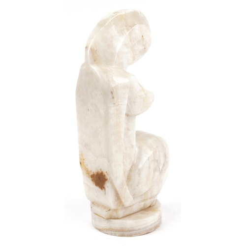 26 - Large Modernist carved onyx sculpture in the form of a stylised nude female, engraved initials E G J... 