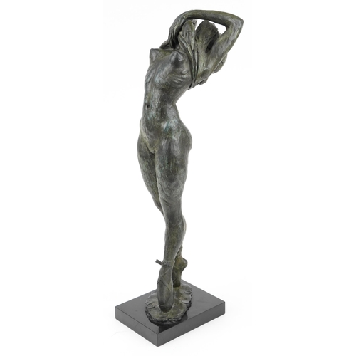 23 - Enzo Plazzotta, contemporary verdigris patinated bronze sculpture of Prima Ballerina Dame Antoinette... 