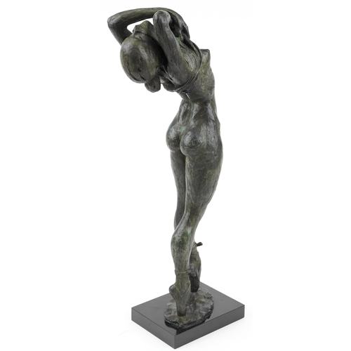 23 - Enzo Plazzotta, contemporary verdigris patinated bronze sculpture of Prima Ballerina Dame Antoinette... 