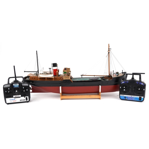 35 - Large scratch built radio model Talicre Coaster pond boat with remote control by Caldercraft, 85cm i... 