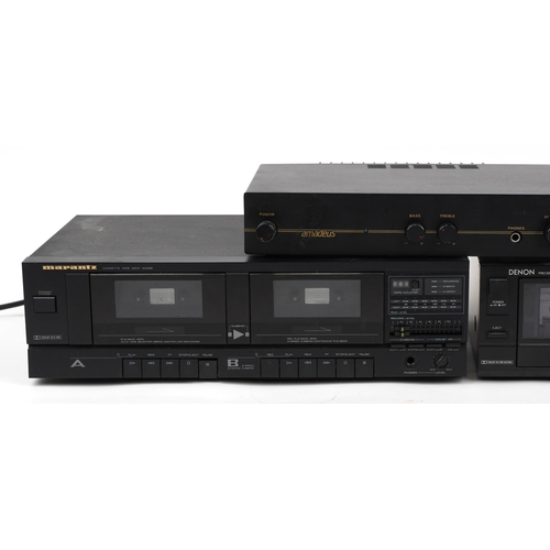 698 - HiFi audio separates comprising Marantz cassette tape deck SD285, Denon stereo cassette deck DR-M14H... 