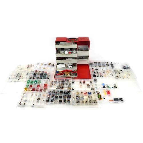 670 - Large collection of model radio controlled electrical parts and fittings including fuses, lightbulbs... 