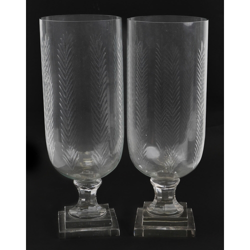 1165 - Pair of Regency style cut glass celery vases, each 40cm high