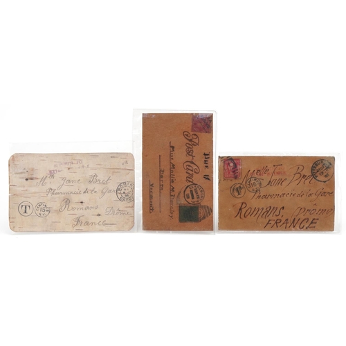 1324 - Three early 20th century American leather postal covers