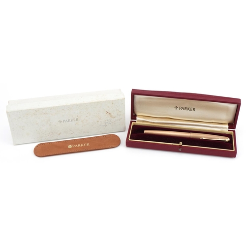 341 - Parker Presidential 12ct rolled gold fountain pen with 14k gold nib and box