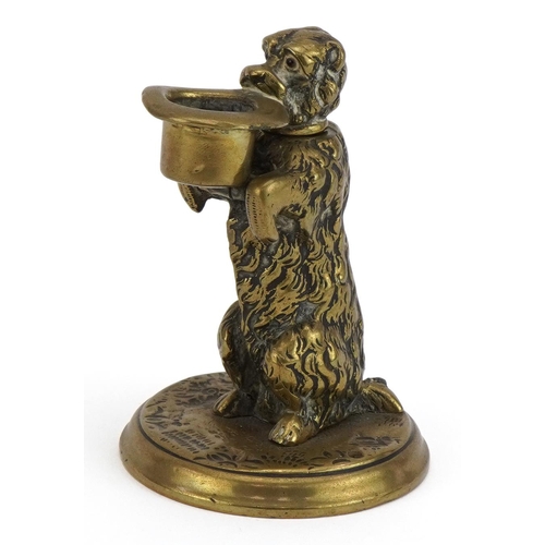 265 - Novelty 19th century bronze circus dog with articulated hat, 9cm high