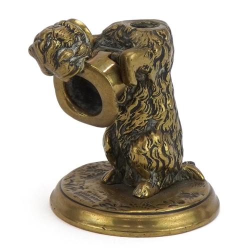 265 - Novelty 19th century bronze circus dog with articulated hat, 9cm high