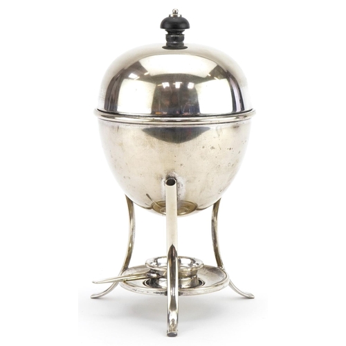 1222 - Silver plated egg coddler retailed by Maple & Co of London, 23cm high