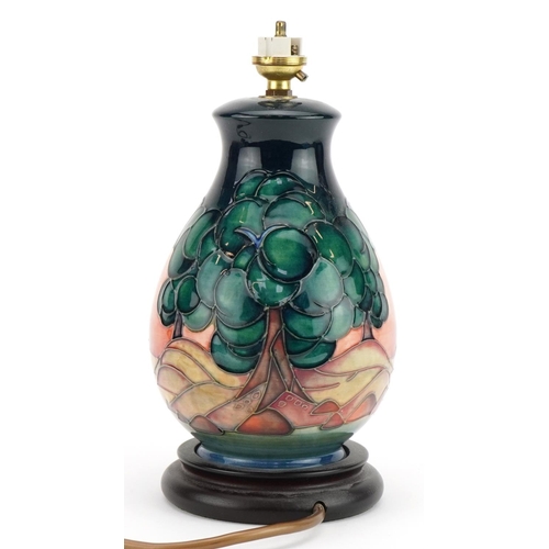 143 - Moorcroft pottery baluster table lamp hand painted in the Mamoura pattern, 26.5cm high
