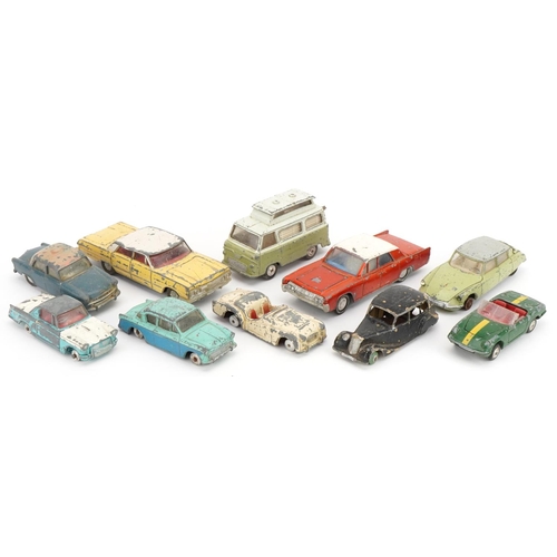 1437 - Ten vintage Dinky and Corgi diecast vehicles including Triumph and Chevrolet Impala