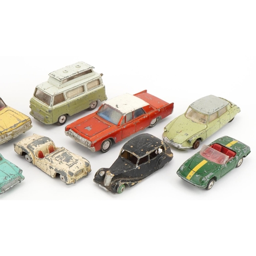 1437 - Ten vintage Dinky and Corgi diecast vehicles including Triumph and Chevrolet Impala