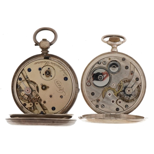 2275 - Two Victorian and later gentlemen's silver pocket watches with enamelled dials, one Birmingham 1883,... 