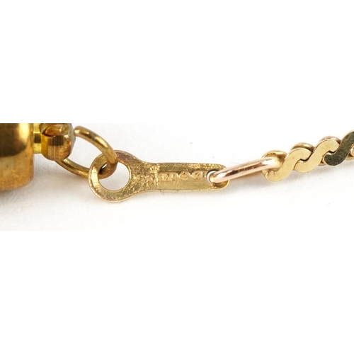 2057 - 9ct gold S link necklace with gilt metal magnetic clasp, 41cm in length, weighable gold approximatel... 