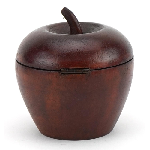 1287 - George III style treen tea caddy in the form of an apple, 12cm high