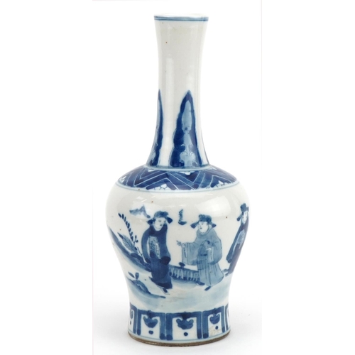51 - Chinese blue and white porcelain vase hand painted with figures, four figure character marks to the ... 