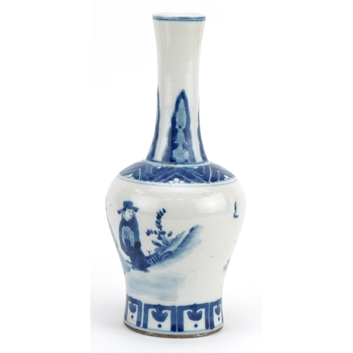 51 - Chinese blue and white porcelain vase hand painted with figures, four figure character marks to the ... 