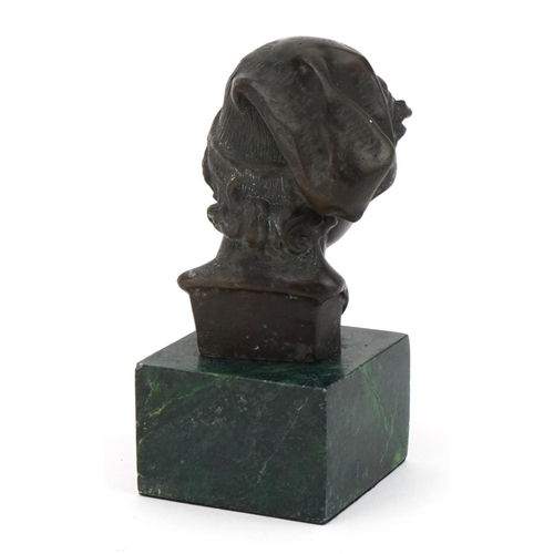 1296 - Bronze study of an Italian figure raised on a square base, 12cm high