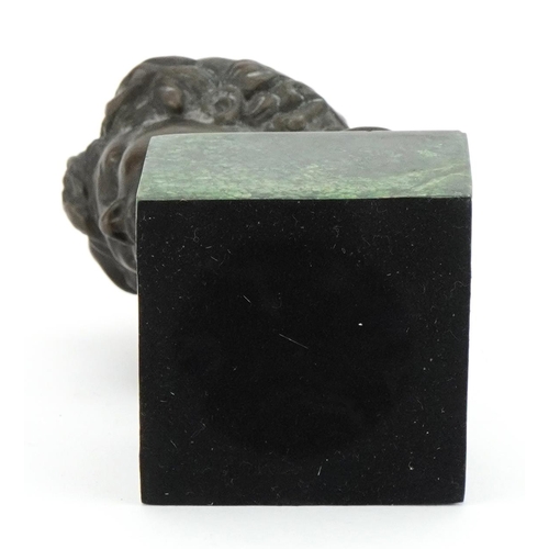 1296 - Bronze study of an Italian figure raised on a square base, 12cm high