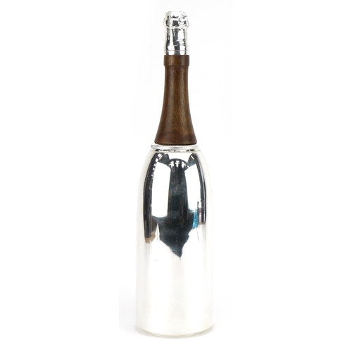 1175 - Silver plated cocktail shaker in the form of a Champagne bottle, 37cm high