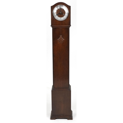 1051 - Art Deco oak striking granddaughter clock, 127cm high