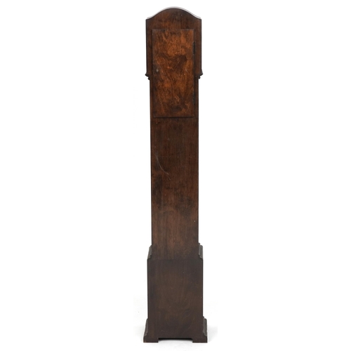 1051 - Art Deco oak striking granddaughter clock, 127cm high