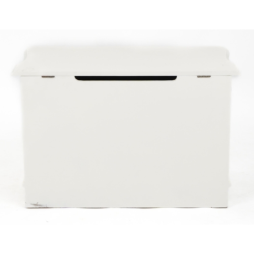 1127 - French style cream painted blanket box with swag mouldings, 48cm H x 75cm W x 39cm D