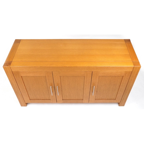 1103 - Contemporary light oak G Plan sideboard with three cupboard doors, 85.5cm H x 152cm W x 50.5cm D