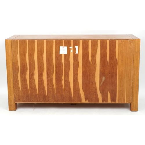 1103 - Contemporary light oak G Plan sideboard with three cupboard doors, 85.5cm H x 152cm W x 50.5cm D