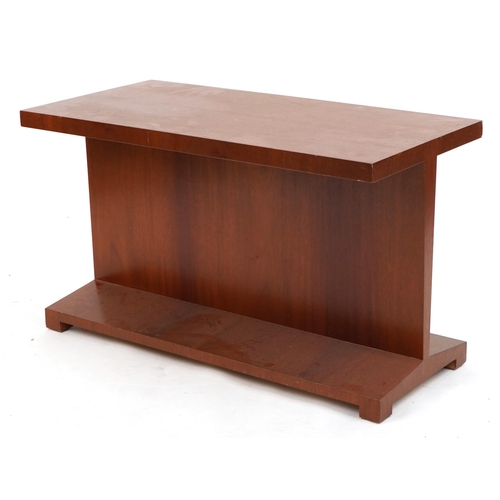 1021 - Art Deco style teak centre table, 53.5cm H x 92cm W x 46cm D