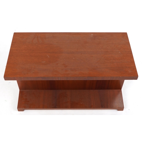 1021 - Art Deco style teak centre table, 53.5cm H x 92cm W x 46cm D