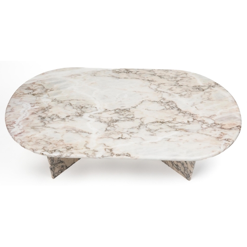 1007 - Large contemporary marble coffee table, 43cm H x 135cm W x 75cm D
