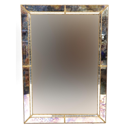 1060 - Large rectangular wall mirror with gilt metal frame and mosaic border, 105.5cm x 75cm