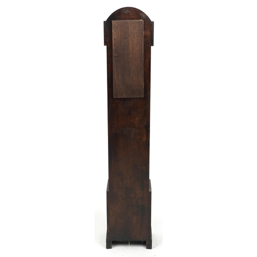 1042 - Art Deco oak granddaughter clock with Westminster chime, 132cm high