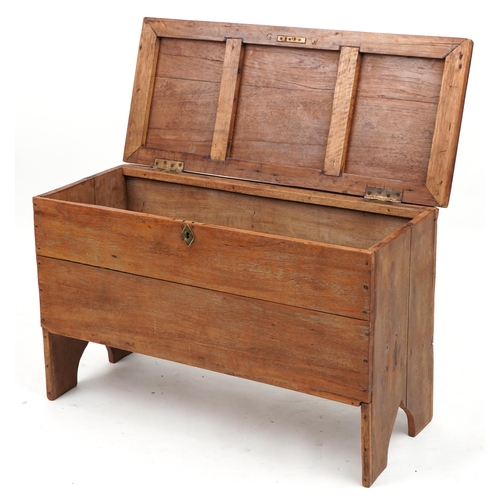 1122 - Victorian pine plank chest, 55cm H x 88cm W x 40cm D