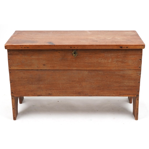 1122 - Victorian pine plank chest, 55cm H x 88cm W x 40cm D