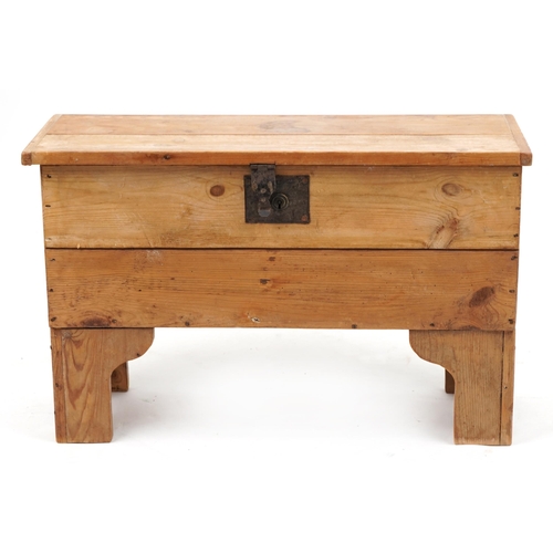 1110 - Victorian pine plank chest, 51cm H x 79.5cm W x 28cm D