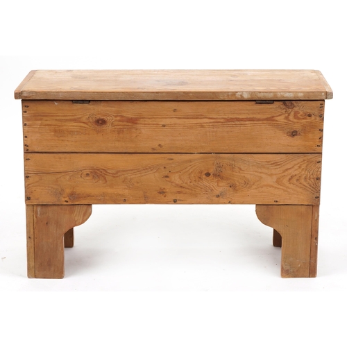 1110 - Victorian pine plank chest, 51cm H x 79.5cm W x 28cm D