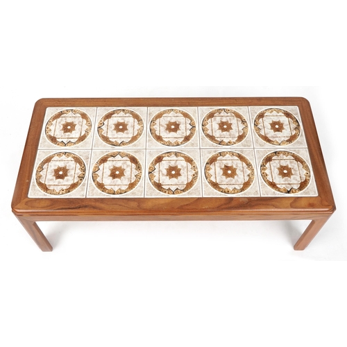 1120 - G Plan, mid century teak tile top coffee table, 39.5cm H x 111cm W x 51cm D