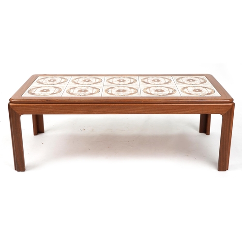 1120 - G Plan, mid century teak tile top coffee table, 39.5cm H x 111cm W x 51cm D